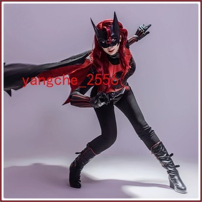 Batwoman Kate Kane Bodysuit Shoes Cosplay Custome Set Women Halloween Accessorie