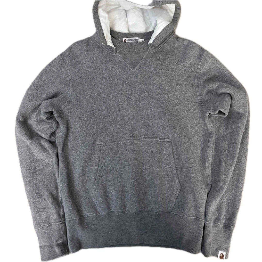 A BATHING APE (BAPE) Felpa con cappuccio Bape Retrofit grigia UOMO M usata in ottime condizioni rara streetwear