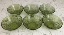 Anchor Hocking Soreno Berry Dessert Bowls Avocado Green Set of 6 MINT