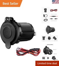 Compact 12V Waterproof Cigarette Lighter Socket with Overload Protection Fuse
