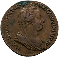 RDR House of Habsburg Liard Maria Theresa 1777 Brussels Copper #112