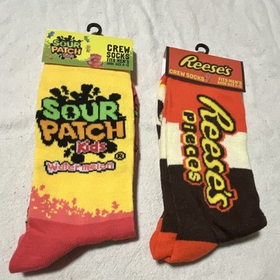 Sour Patch Kids & Reese's Men's Crew Socks 2 Pairs Cotton Multicolor One Size