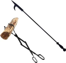 Rocky Mountain Goods Fire Poker and Tongs - Heavy Duty Pack of Long Fireplace Po