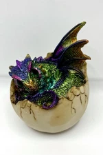 New GSC Green Baby Dragon Hatching from Egg - 4"H Resin Fantasy Collectible