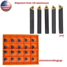5 pc5/16" Lathe Indexable Carbide Insert + 25pcs Turning Tooling Bit Holder Set