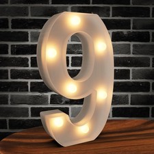 Marquee Numbers Light up Numbers, 0-9 Number Battery Powered 9, White