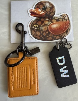 NEW COACH STORY PATCH YELLOW/ORANGE/BLUE LEATHER CREED BAG CHARM