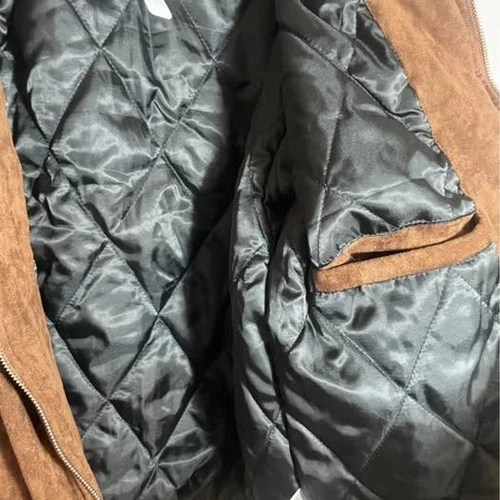 NWT Lost Management Cities LMC Brown Suede Down Lined Puffer Jacket, Men's S image 3