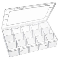 15 Large Grids Plastic Organizer with Dividers, Clear Compartment Container S...