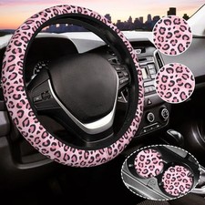 Pink Leopard Print Steering Wheel Cover For Women Universal Auto One Size Pink Pink Leopard Print Steering Wheel Cover For Women Universal Auto One Size Pink