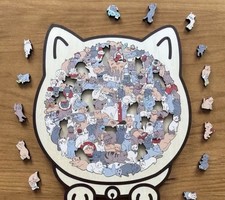 135-Piece MorandiColored Cat Shaped Wooden Jigsaw Puzzle New