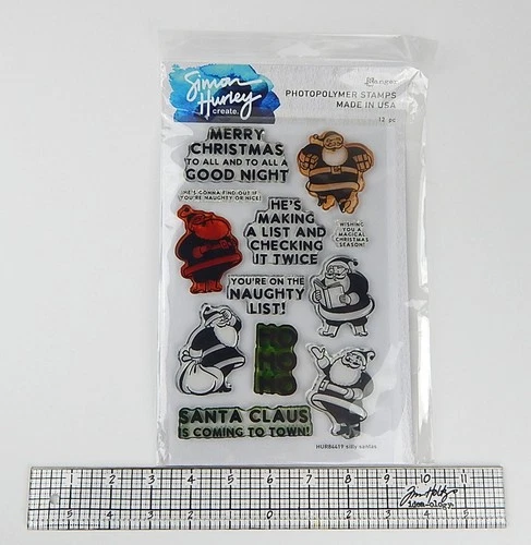 CRAFTERS! Simon Hurley for Ranger Ink SILLY SANTAS Clear Stamp Set