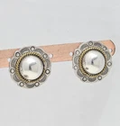VTG 925 Mexico Braided Concho Sterling Silver Button Dome Pierced Earrings