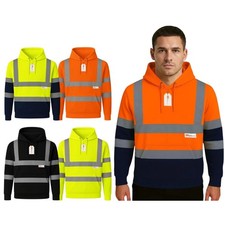 Hi Vis Pullover Hoodie - Heavyweight Fleece Lined, Reflective Safety Workwear