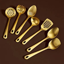 Heavy Duty Stainless Steel Kitchen Utensils 6 Piece Set , Heat Resistant Cooking