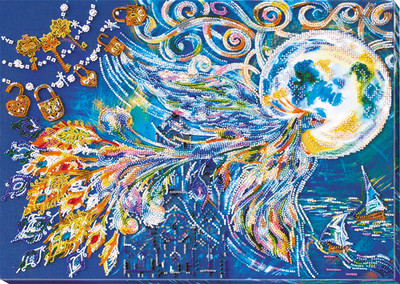 Bead Embroidery Kit DIY ''Bluebird of happiness'' Beaded Needlepoint Craft Set