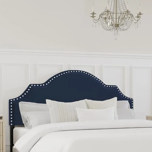 , Cabecero Ajustable Completo/Queen Tapizado Cynthia, Azul Marino Foto 3 de 4