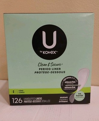 U by Kotex Clean & Secure Panty Liners, Absorbs Instantly, Long Length, 126 Ct