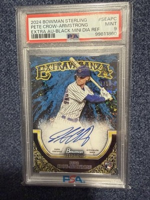 2024 Bowman RA-PC Pete Crow-Armstrong RC Auto Mini Diamond Black Ref /10 PSA 9