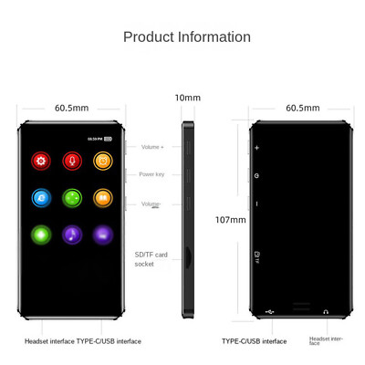 MX3 Bluetooth 5.0 MP4-speler - MP3 Volledig touchscreen 2.5inch