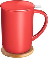 Porzellan Teetasse Mit Filter Deckel 473Ml - Tee Kaffee Frauen BüRo Home Rot