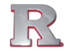 rutgers university red R outlined chrome auto car emblem usa made