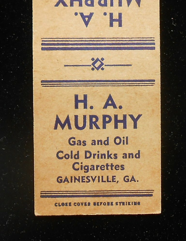 1940s H. A. Murphy Gas and Oil Cold Drinks Cigarettes Gainesville GA Hall  Co MB