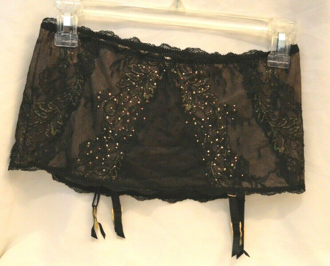 New Victoria's Secret Garter Belt Lined G-String Small/Petite Black Gold  (L) | eBay