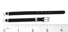 Watchband T&C JB Black SUEDE C ring loop end Long White Silver color buckle