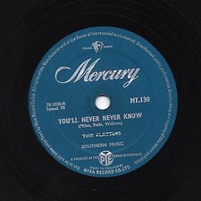 PLATTERS 78 YOU'LL NEVER never KNOW / IT ISN'T RIGHT Shellac MERCURY MT130 E