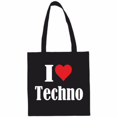 Tasche Beutel Baumwolltasche I Love Techno Geburtstag Geschenk Valentinstag Oste