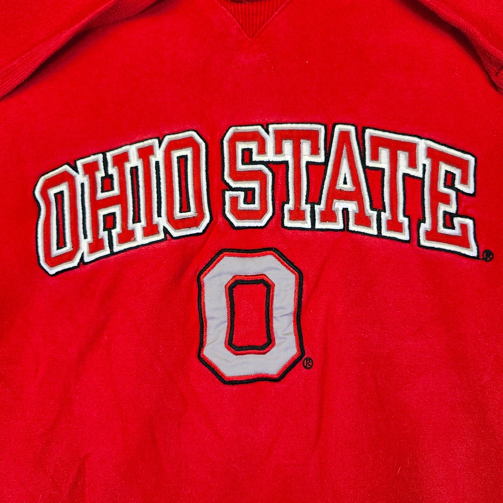 VETEMENTS Ohio State Felpa con Cappuccio Pullover Felpa Grande Logo Rosso XL