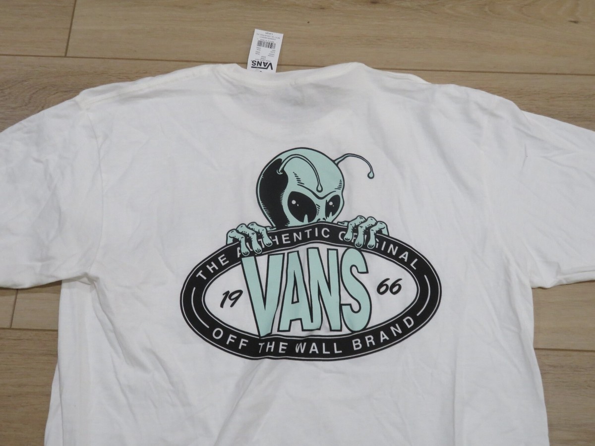 Vans T-Shirt Mens Large Alien Graphic Tee White Short Sleeve