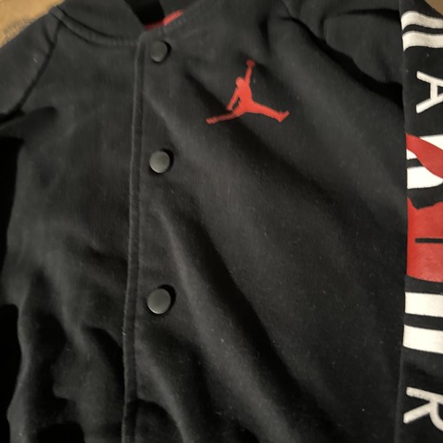 Air Jordan Flight Jumpman 23 Boys Button Long Sleeve Black Fleece Jacket Size M - Picture 2 of 6