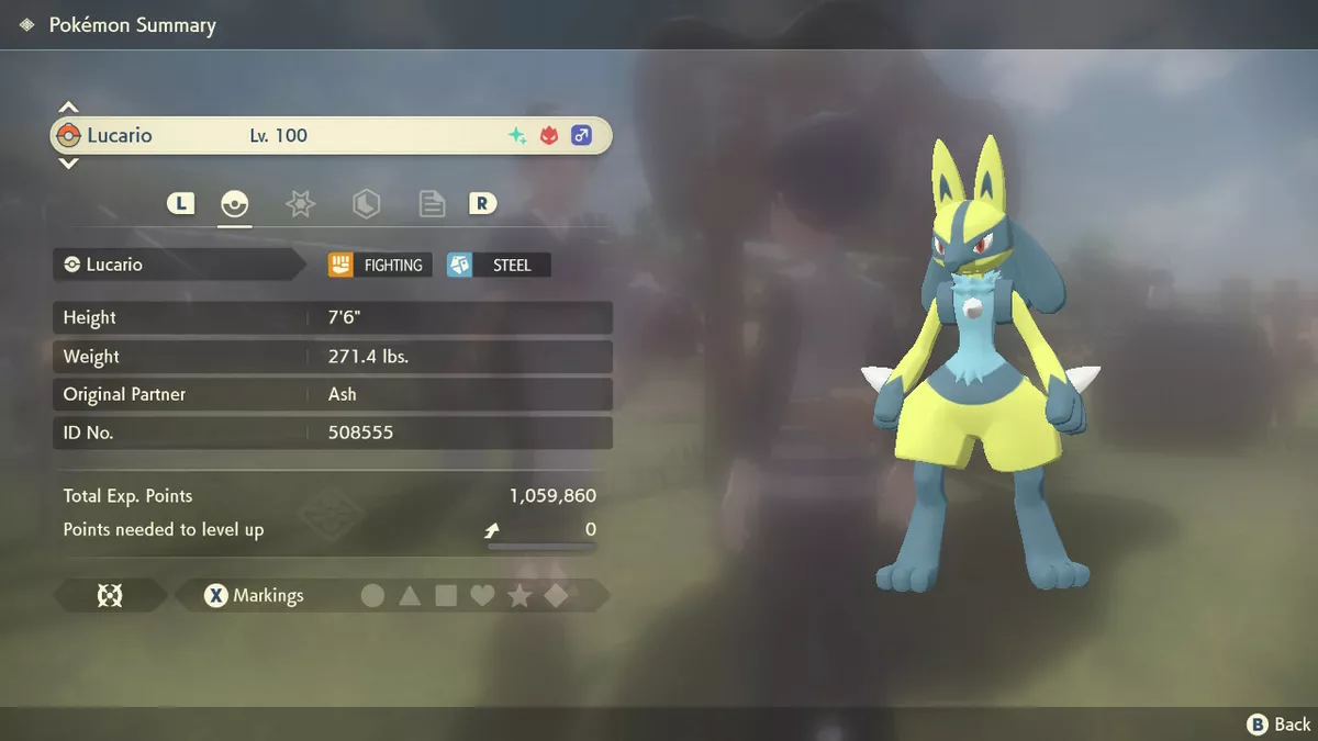 Shiny Lucario alpha best Stats // Pokemon Legends: Arceus 