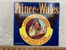 1950s Prince of Wales Lake Wales Florida Crate Label Citrus Vintage