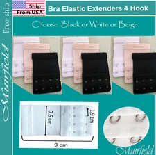 Bra Elastic Extenders 4 Hook Extension Black White Beige US SELLER