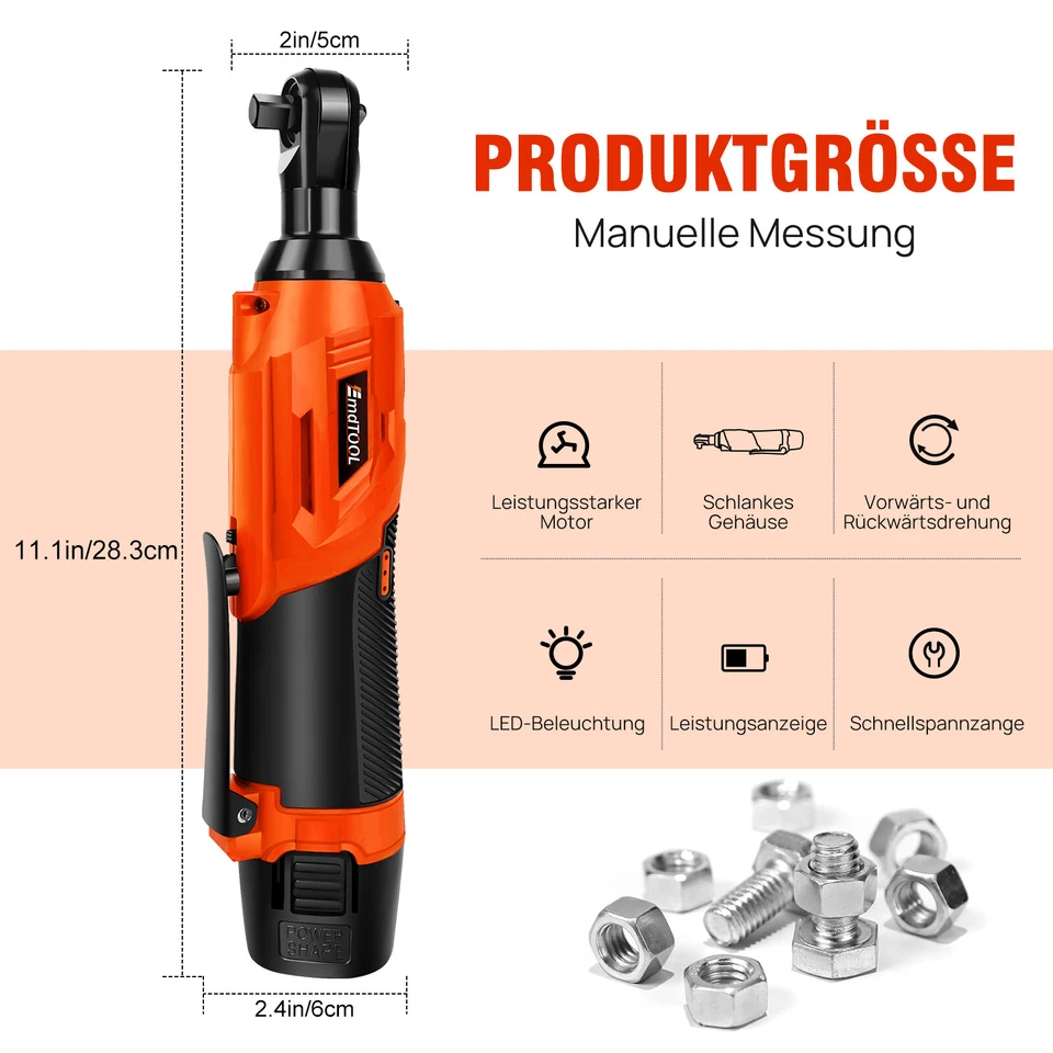 2 Akkus 420Nm Akku Ratsche 3/8'' Ratschenschlüssel Elektrische Knarrenschlüssel - Bild 2 von 4