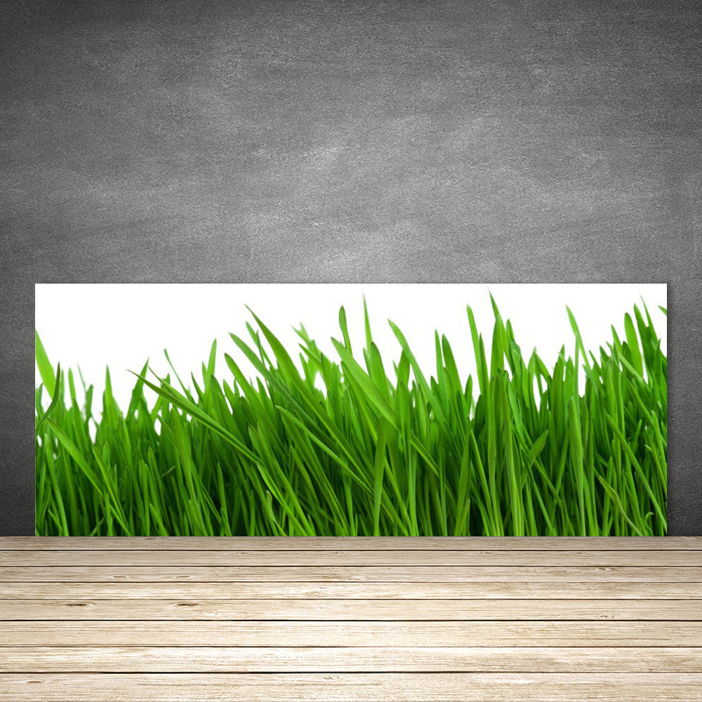 Panneau de cuisine en verre trempé 125x50 cm avec décor herbe florale