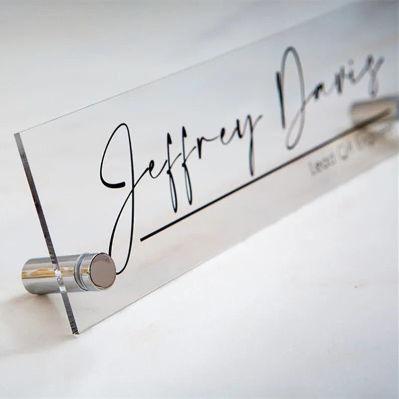Standing Acrylic Name Plate Script Executive Desk CEO Sign Business