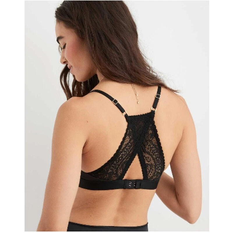 Sujetador Aerie Real Power Dorado Inalámbrico Push Up Paisley Encaje Talla 34D Foto 2 de 4