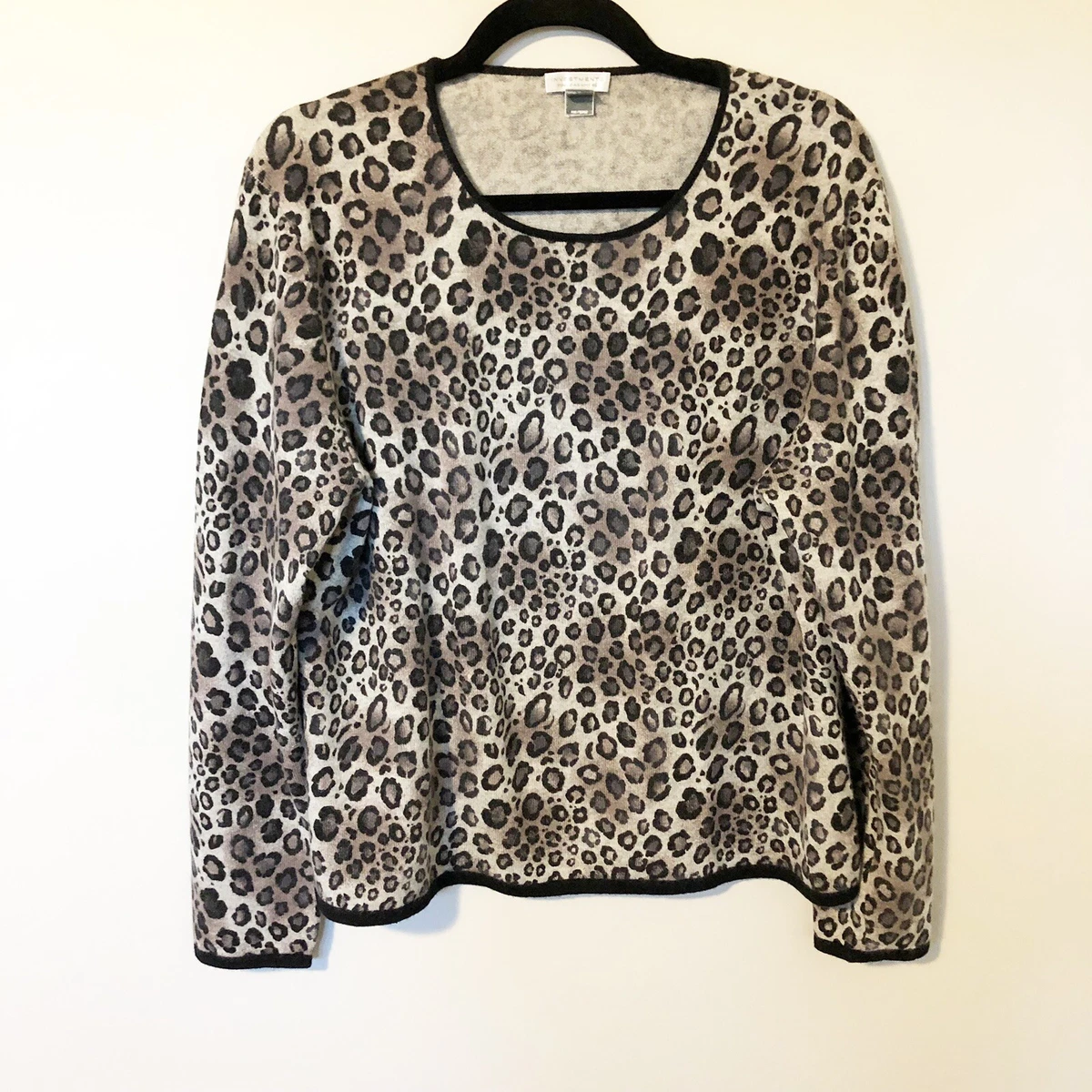 Investments leopard animal print cashmere sweater women s X Large