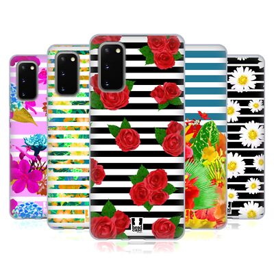 HEAD CASE DESIGNS BLUMIGE FASHION STREIFEN GEL HANDYHÜLLE FÜR SAMSUNG HANDYS 1