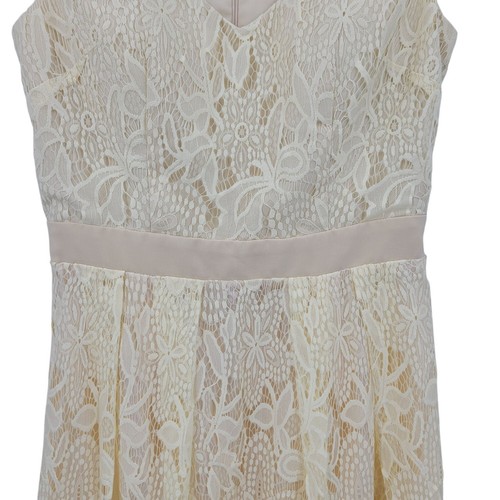 Vestido Midi Little Mistress Vainilla Encaje Talla 8 Alto Femenino Fiesta Nupcial Cóctel - Imagen 6 de 13