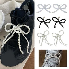 Bowknot Pearl Pendant Shoelaces Clips Shoe Buckle Shoes Decoration Fashion DIY