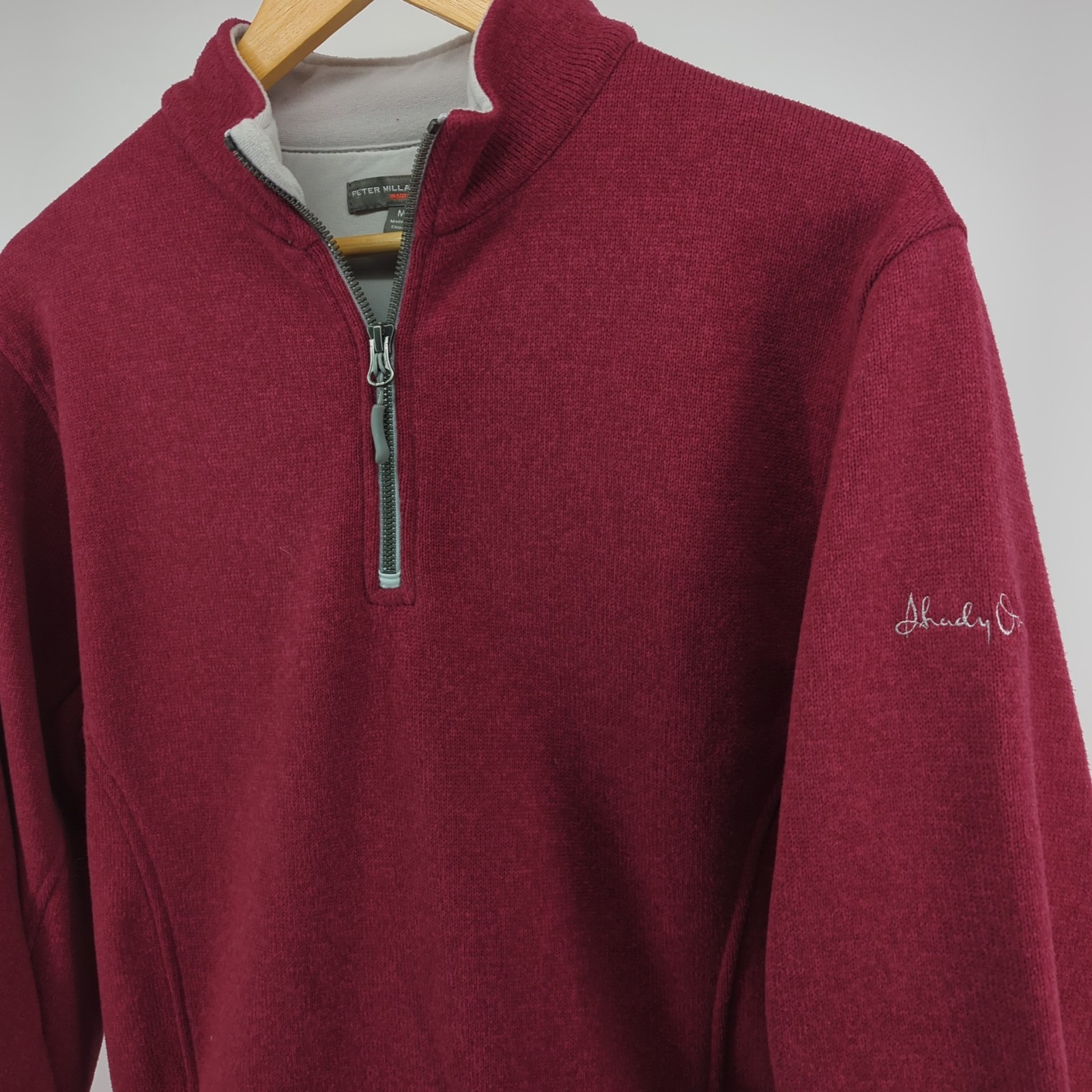 Peter Millar Mens Pullover Medium Red Warmth 1/4 … - image 2