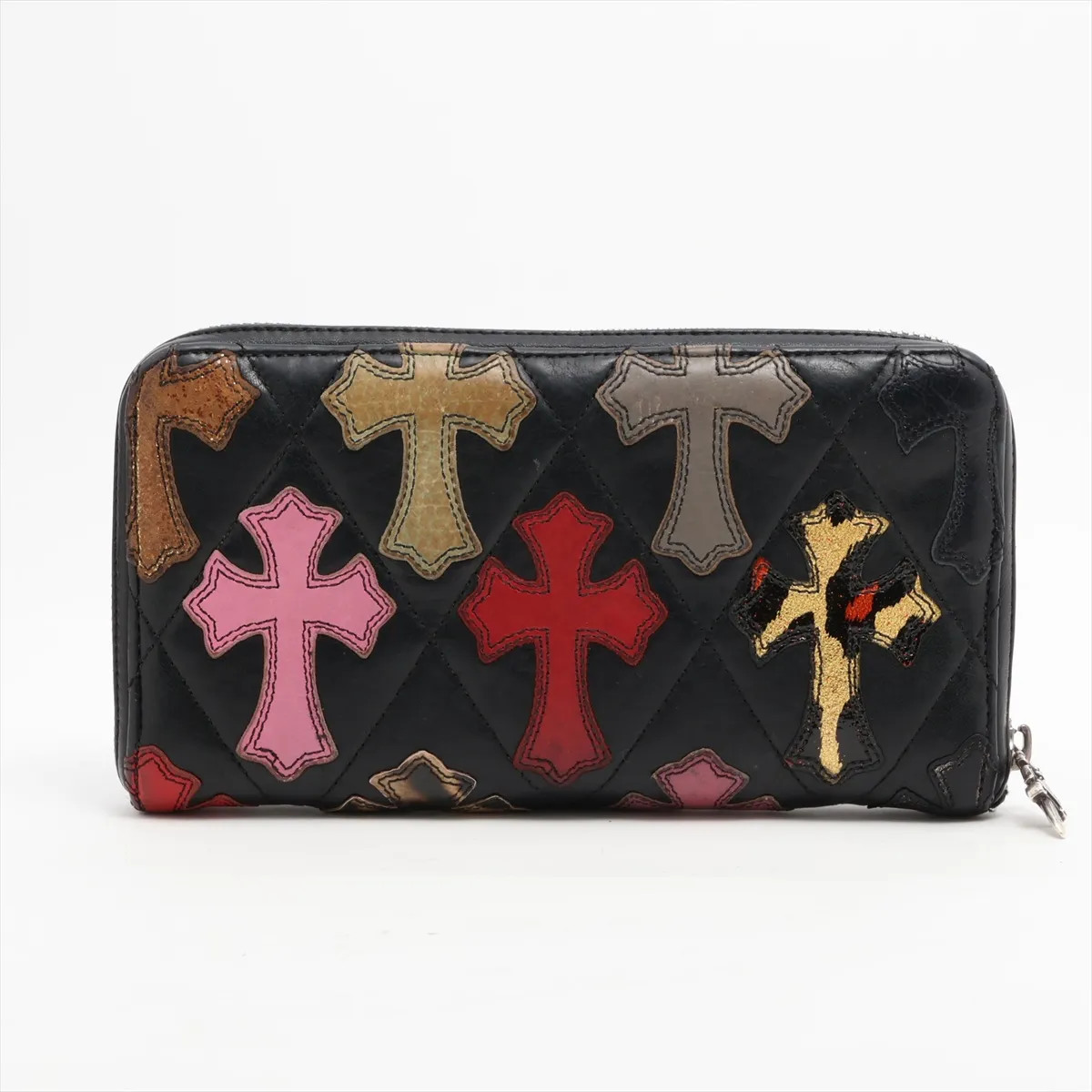 Chrome Hearts REC F ZIP Wallet Leather Black x multicolor