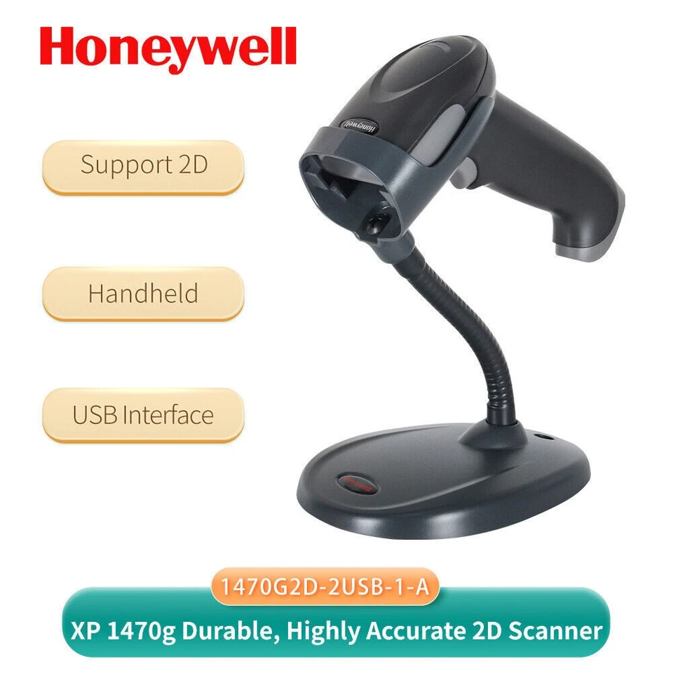 Honeywell Voyager 1470G2D-2USB-1 1D 2D Barcode Scanner w/ USB Cable and Stand - Image 2 of 4