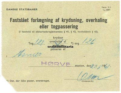 Orig. Dokument DSB Bahnhof HORVE Hørve Asnæs Dänemark 1961 Danske Statsbaner