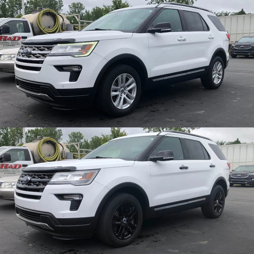 Juego de 4 cubiertas de rueda Impostor negras brillantes de 18 pulgadas para Ford Explor 2018-2019 Foto 2 de 2